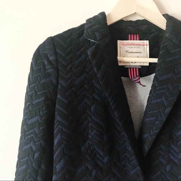 Anthropologie Jackets & Blazers - Anthro Cartonnier Navy & Black Chevron Blazer